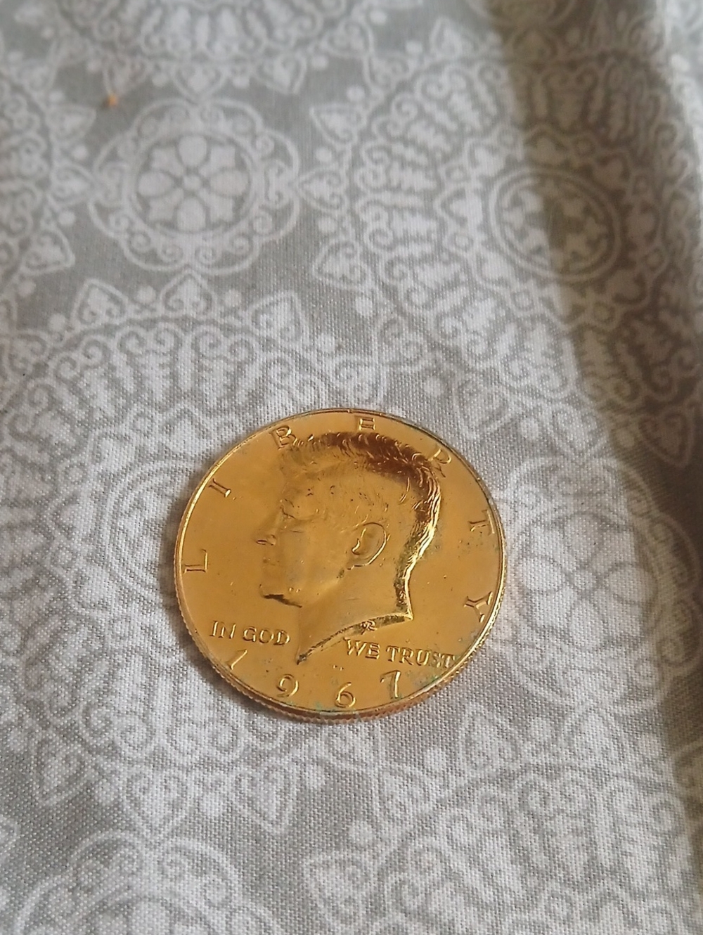 Gold-Tone 1967 Kennedy Half Dollar Coin